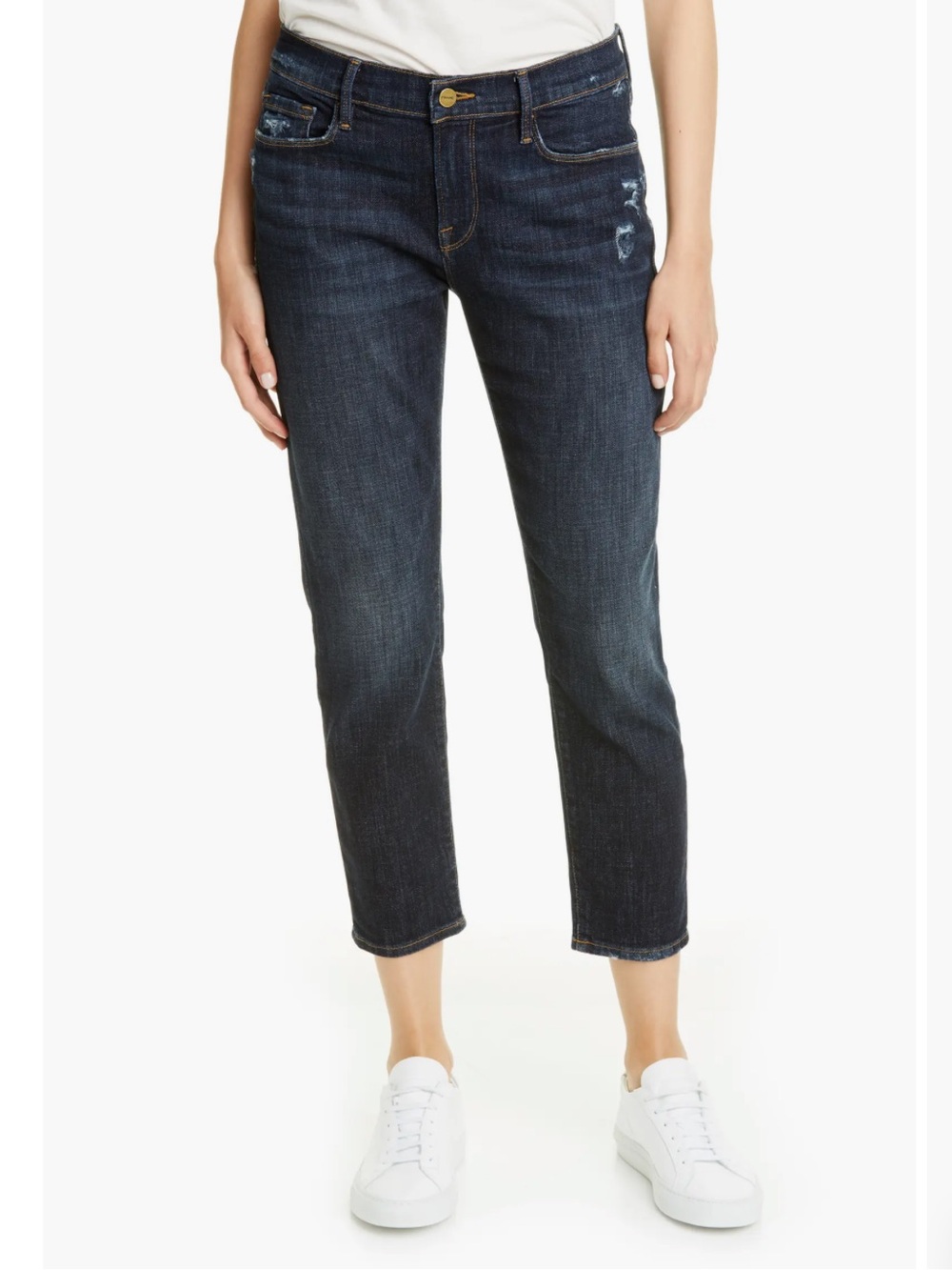 FRAME Le Garçon Crop Boyfriend Straight-Leg Jeans in Covant Dark Wash Size 30